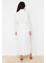 Trendyol Cream Pleated Woven Lined Chiffon Bride/Special Occasion Dress