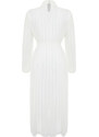 Trendyol Cream Pleated Woven Lined Chiffon Bride/Special Occasion Dress