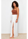 Trendyol Curve Ecru Maxi Woven Tasseled Beach Skirt