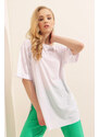 Bigdart 4123 Oversized T-Shirt with a slit - White