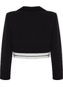 Trendyol Black Basic Crop Oversize Woven Blazer Jacket