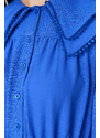 Trendyol Blue Baby Collar Linen Look Woven Dress