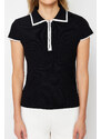 Trendyol Black Premium Thread/Special Thread Zipper Detail Knitwear Sweater
