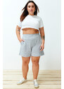 Trendyol Curve Gray Button Detailed Knitted Shorts & Bermuda