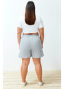 Trendyol Curve Gray Button Detailed Knitted Shorts & Bermuda