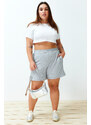 Trendyol Curve Gray Button Detailed Knitted Shorts & Bermuda