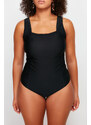 Trendyol Curve Black Square Neck Knitted Compression Swimsuit