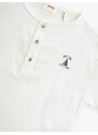 Koton Mandarin Collar T-Shirt Cotton with Embroidery Detail