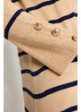 Trendyol Stone Sleeves Button Detailed Striped Knitwear Dress