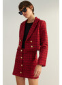 Trendyol Red Premium Regular Woven Plaid Blazer Jacket