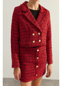 Trendyol Red Premium Regular Woven Plaid Blazer Jacket