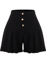 Trendyol Black Pleated Button Detailed Woven Shorts