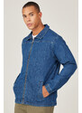AC&Co / Altınyıldız Classics Men's Indigo Standard Fit Normal Cut, Baby Collar Denim Coat.