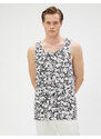 Koton Skull Printed Singlets, Round Neck, Slim Fit