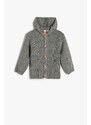 Koton Hooded Knit Cardigan Button Closure Pocket Detailed