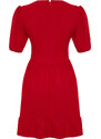 Trendyol Red V-Neck Bow Detailed Mini Woven Dress