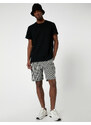 Koton Bermuda Shorts with Label Print, Pocket Detail, Lace-Up Waist.