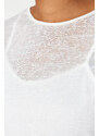 Trendyol Curve White Linen Look Transparent Knitted Blouse