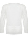 Trendyol Curve White Linen Look Transparent Knitted Blouse