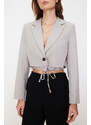 Trendyol Gray Woven Waist Detail Adjustable Blazer Jacket