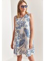 Bianco Lucci Women's Multi Floral Patterned Linen Dress