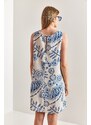Bianco Lucci Women's Multi Floral Patterned Linen Dress