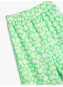 Koton Wide Leg Trousers Floral Elastic Waist Textured