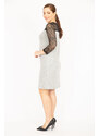 Şans Women's Plus Size Gray Dress With Lace Detail