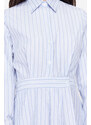 Trendyol Blue Shirt Collar Striped Woven Dress