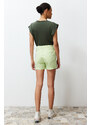 Trendyol Water Green Folded High Waist Denim Shorts