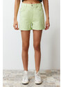 Trendyol Water Green Folded High Waist Denim Shorts