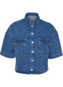 Trendyol Blue Short Sleeve Pocket Detailed Denim Shirt