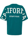 Trendyol Emerald Green 100% Cotton Back Motto Printed Oversize/Creature Knitted T-Shirt