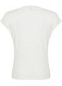 Trendyol Ecru Viscose/Soft Fabric Fitted/Fitted Moon Sleeve V Neck Flexible Knitted Blouse