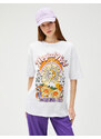 Koton Oversized T-Shirt Printed Crew Neck Short Sleeve Cotton