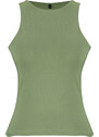Trendyol Khaki Faded/Faded Effect Cotton Halter Neck Fitted Elastic Knitted Undershirt