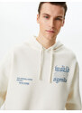 Koton Oversize Sweatshirt Hooded with Printed Slogan on the Back