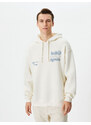 Koton Oversize Sweatshirt Hooded with Printed Slogan on the Back