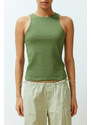 Trendyol Khaki Faded/Faded Effect Cotton Halter Neck Fitted Elastic Knitted Undershirt