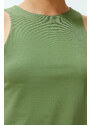 Trendyol Khaki Faded/Faded Effect Cotton Halter Neck Fitted Elastic Knitted Undershirt