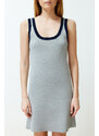 Trendyol Gray Mini Knitwear Basic Color Block Dress