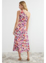 Trendyol Multicolored Window Detailed Floral Chiffon Lined Maxi Woven Dress