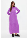 Trendyol Purple High Neck Crinkle Wide Fit Woven Dress