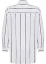 Trendyol Ecru Striped Oversize/Creature Woven Shirt