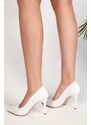 Shoeberry Women's Nesirta White Skin Classic Heeled Stilettos