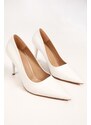 Shoeberry Women's Nesirta White Skin Classic Heeled Stilettos