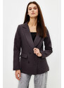 Trendyol Anthracite Regular Lined Double Breasted Closure Woven Blazer Jacket