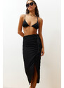 Trendyol Black Midi Woven Flounce Skirt