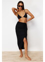 Trendyol Black Midi Woven Flounce Skirt