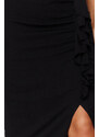 Trendyol Black Midi Woven Flounce Skirt